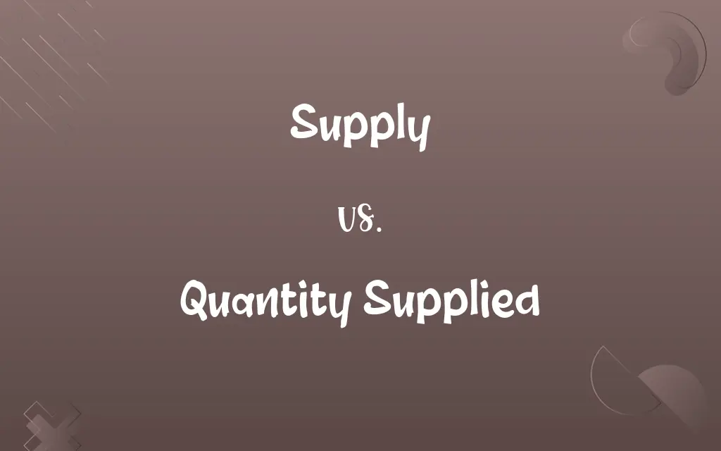 Supply vs. Quantity Supplied